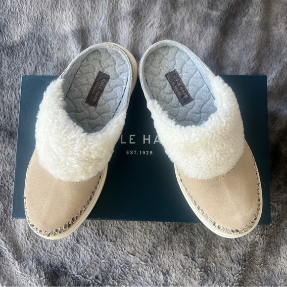 Cole Haan Shoes - Cole Haan 2 ZeroGrand Convertible Suede Shearling Fur Slip-On Mule Slippers 5B